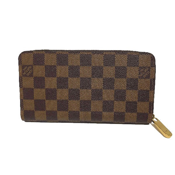 LOUIS VUITTON Long Wallet Purse N41661 Damier canvas Brown Zip Around Damier Zippy wallet unisex(Unisex) Used Authentic