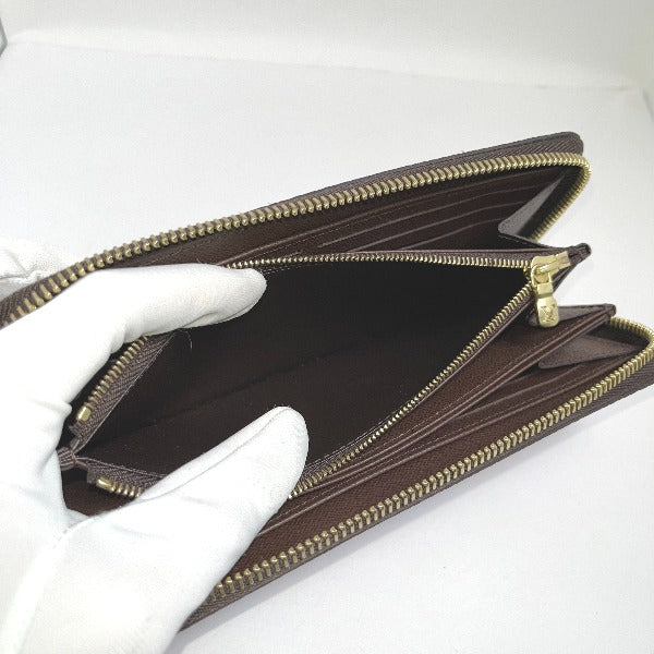 LOUIS VUITTON Long Wallet Purse N41661 Damier canvas Brown Zip Around Damier Zippy wallet unisex(Unisex) Used Authentic