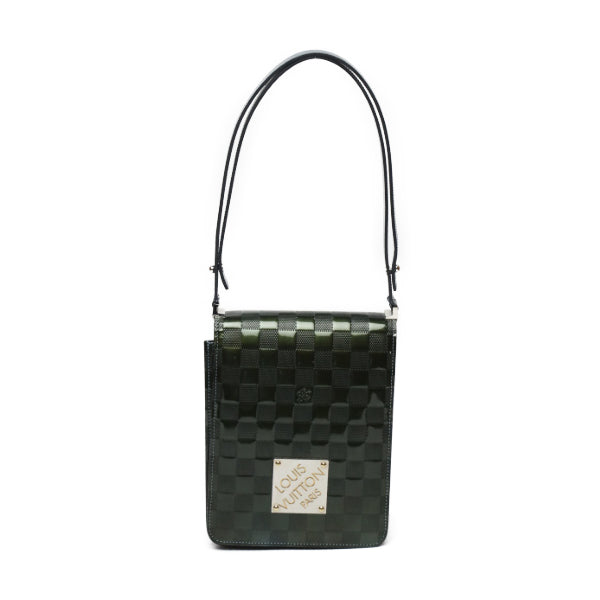 LOUIS VUITTON Shoulder Bag M92128 Patent leather green club handbag Damier Vernis Petrol blue Women Used Authentic