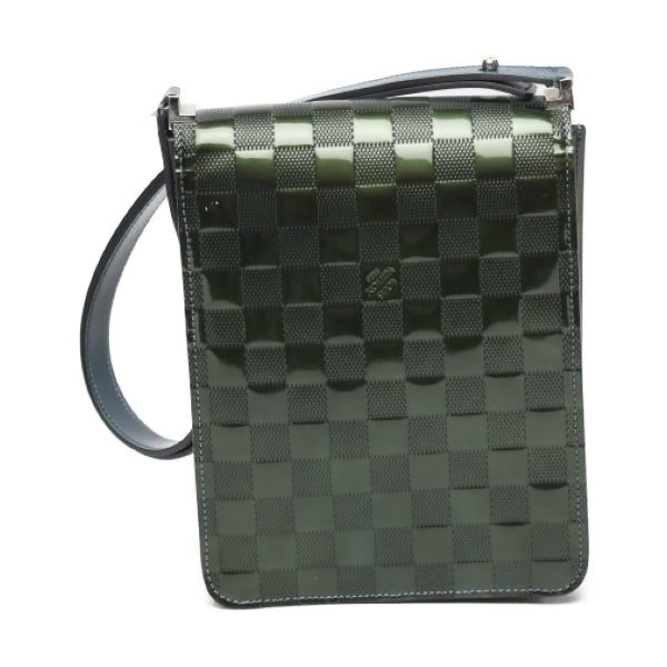 LOUIS VUITTON Shoulder Bag M92128 Patent leather green club handbag Damier Vernis Petrol blue Women Used Authentic