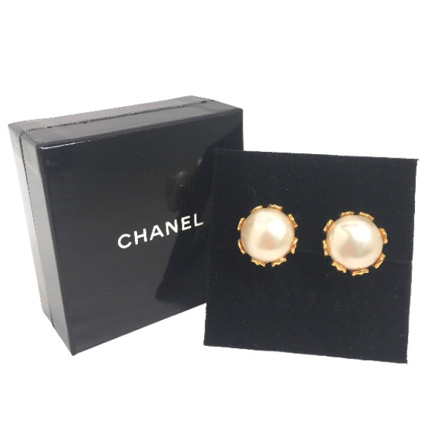 CHANEL Earring Gold Plated, Faux Pearl gold Gold Plated Women Used Authentic