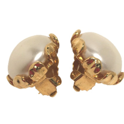 CHANEL Earring Gold Plated, Faux Pearl gold Gold Plated Women Used Authentic