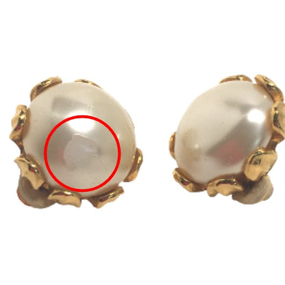 CHANEL Earring Gold Plated, Faux Pearl gold Gold Plated Women Used Authentic