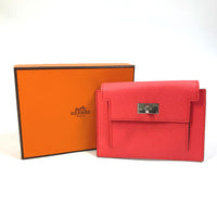 HERMES Coin case Coin Pocket Wallet Kelly pocket compact Wallet Epsom Red Women Used Authentic