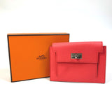 HERMES Coin case Coin Pocket Wallet Kelly pocket compact Wallet Epsom Red Women Used Authentic