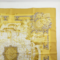 HERMES scarf Calle 90 silk gold Women Used Authentic