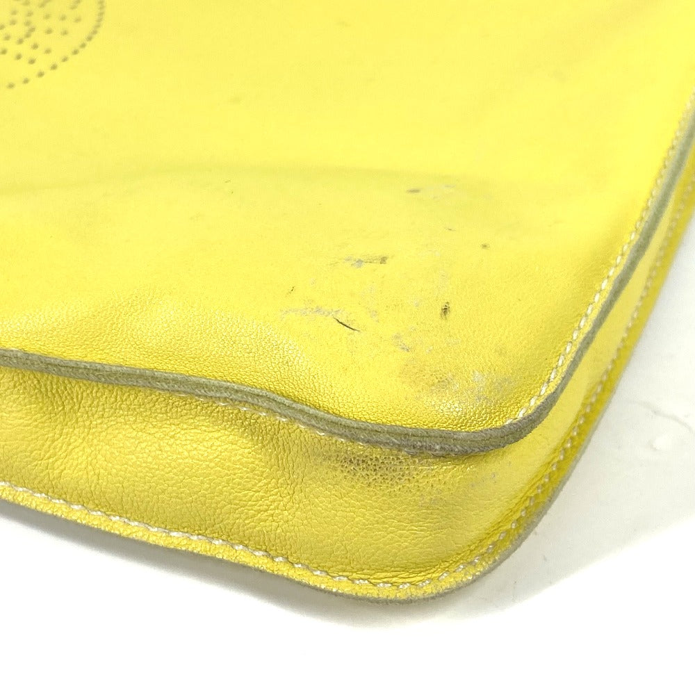 HERMES Shoulder Bag leather yellow Punching logo Crude cell Women Used Authentic