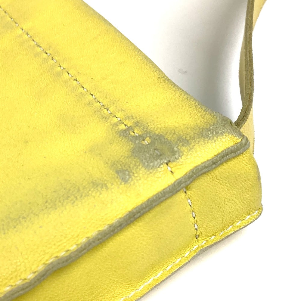 HERMES Shoulder Bag leather yellow Punching logo Crude cell Women Used Authentic