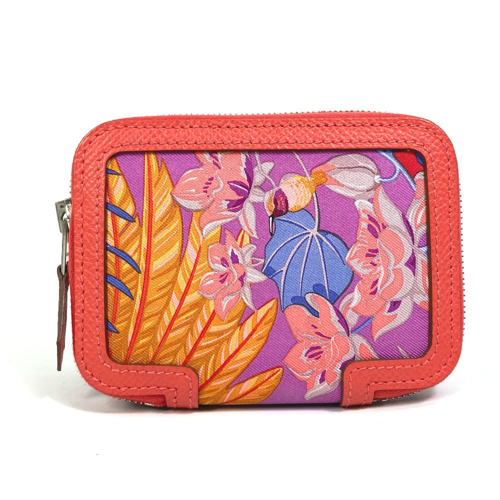 HERMES Coin case Silk, Epsom pink Bifold Coin Pocket Wallet Soy cool flamingo party