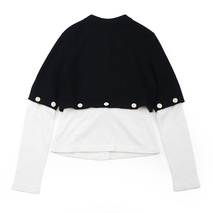 CHANEL cardigan cashmere Black white 36