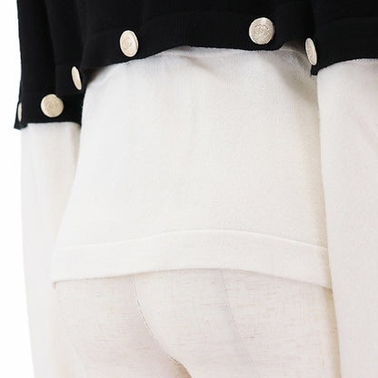 CHANEL cardigan cashmere Black white 36