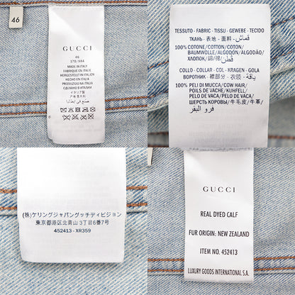 GUCCI Other outerwear [Outer material] 100% cotton [Collar] 100% cowhide Light indigo Jacket mens 46 Used Authentic