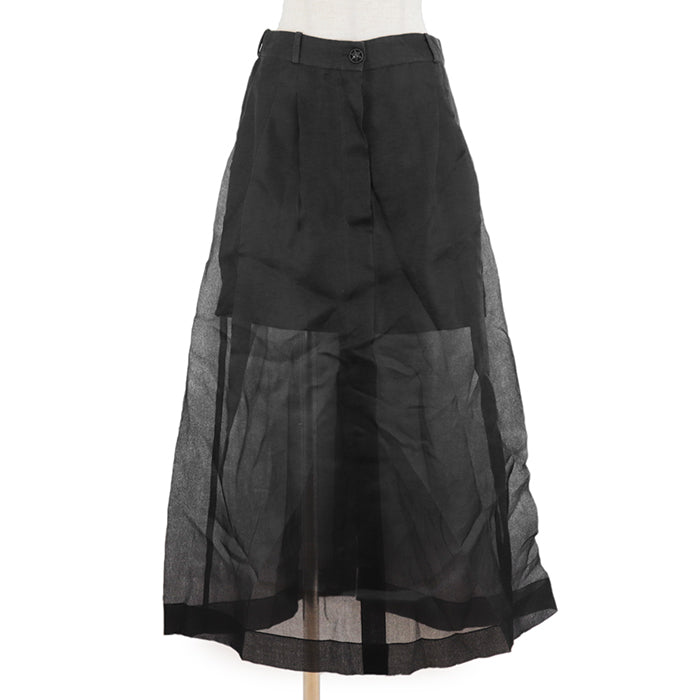 CHANEL skirt 100% silk black Women 36 Used Authentic