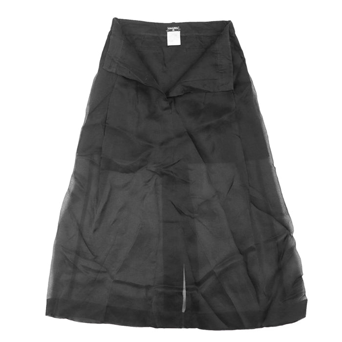 CHANEL skirt 100% silk black Women 36 Used Authentic