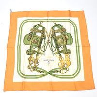 HERMES scarf Handkerchief Petit Care Carre45 gourosh silk twill silk Orange Women Used Authentic