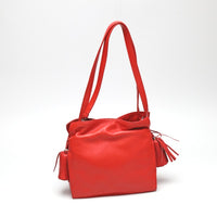LOEWE Shoulder Bag 2WAY leather Tassel leather 380 82 E17 Red Women Used Authentic