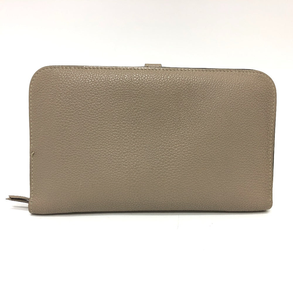 HERMES Long Wallet Purse Togo beige Dogon GM Women Used Authentic