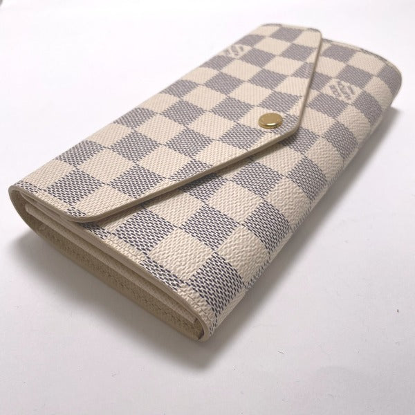 LOUIS VUITTON Long Wallet Purse N63208 Damier Azur canvas, leather White x gray Long Wallet Purse Damier Azur Portefeuille Sara Women(Unisex) Used Authentic