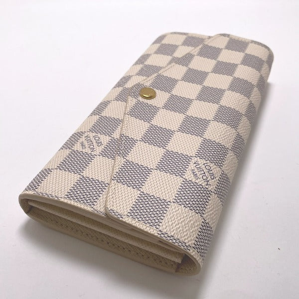 LOUIS VUITTON Long Wallet Purse N63208 Damier Azur canvas, leather White x gray Long Wallet Purse Damier Azur Portefeuille Sara Women(Unisex) Used Authentic