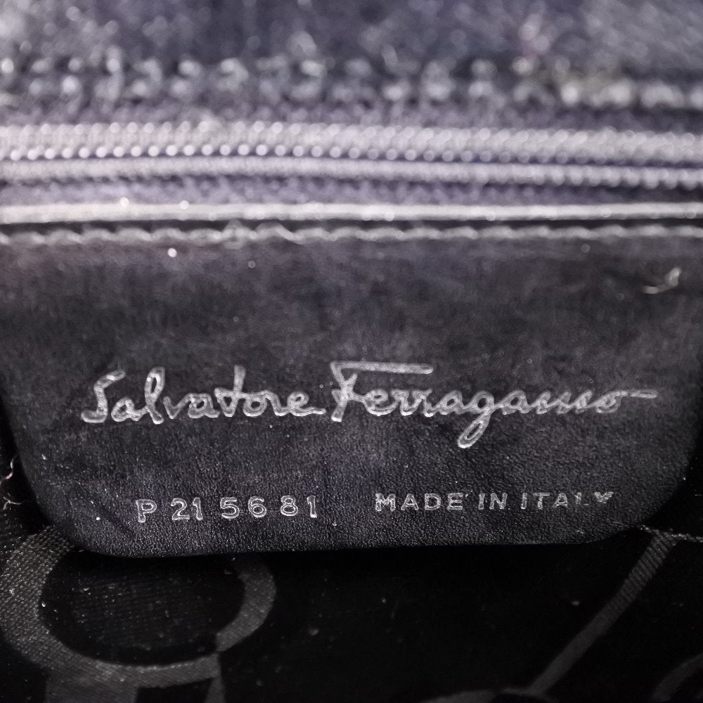 Salvatore Ferragamo Handbag 21-5681/18 Velor black Gancini 2WAY bag Women Used Authentic