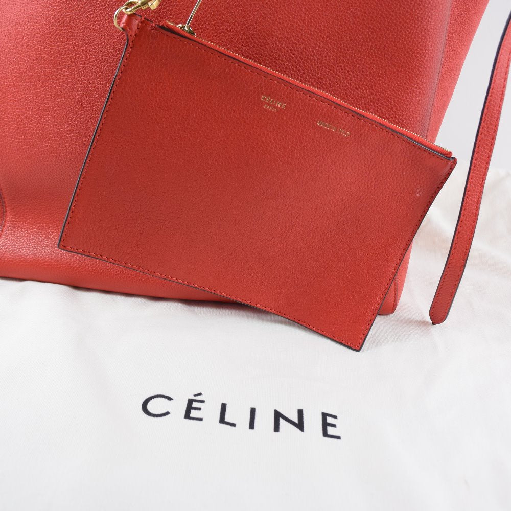 CELINE Tote Bag 175543 YNF 27SX Calfskin Red With porch Hippo phantom Women Used Authentic