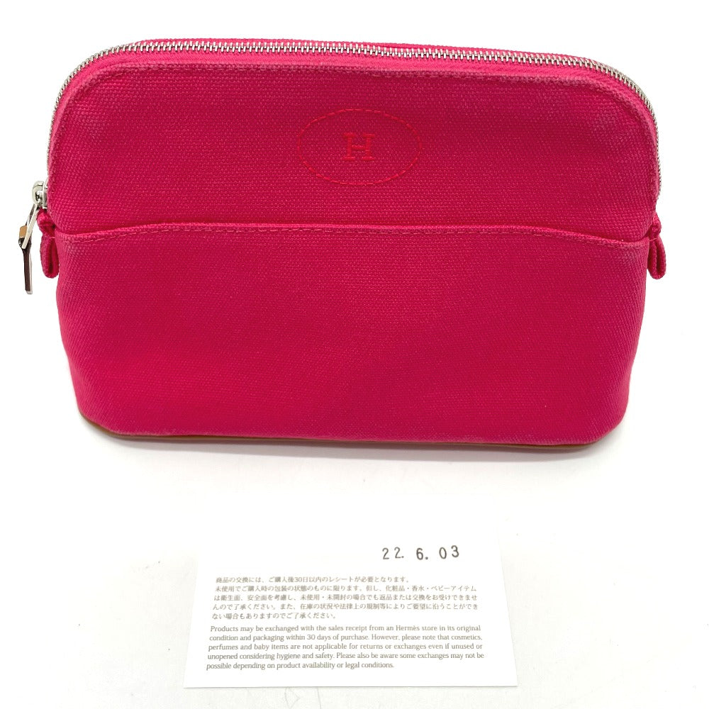 HERMES Pouch canvas pink accessory case Bored pouch 20 Women Used Authentic