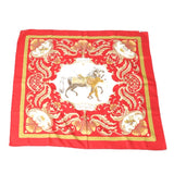 HERMES scarf Curry90 Cheval Jurc Turkish horse silk Curry90 Red Women Used Authentic