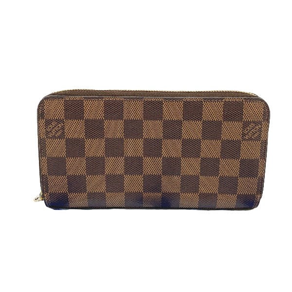 LOUIS VUITTON Long Wallet Purse N41661 Damier canvas Brown Zip Around Damier Zippy wallet unisex(Unisex) Used Authentic