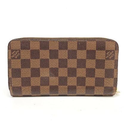 LOUIS VUITTON Long Wallet Purse N41661 Damier canvas Brown Zip Around Damier Zippy wallet unisex(Unisex) Used Authentic