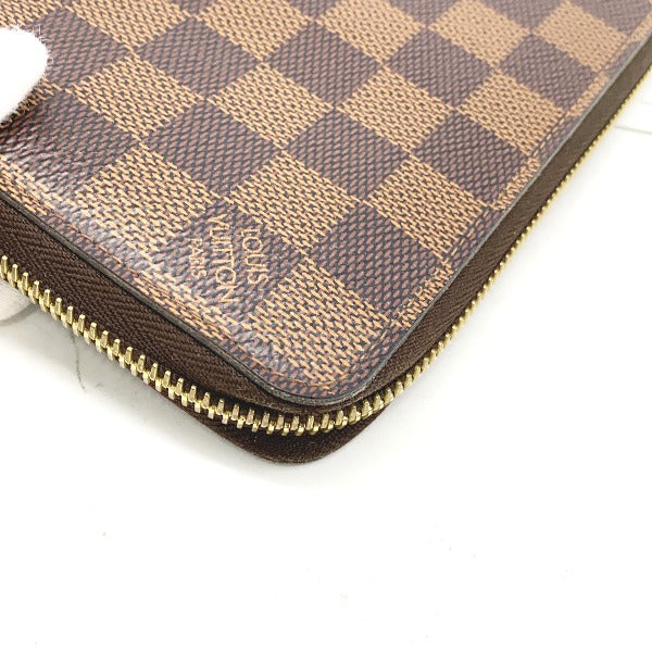 LOUIS VUITTON Long Wallet Purse N41661 Damier canvas Brown Zip Around Damier Zippy wallet unisex(Unisex) Used Authentic