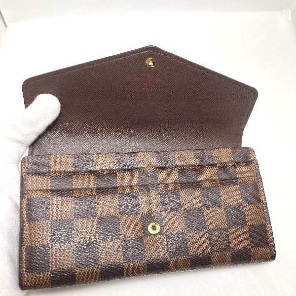 LOUIS VUITTON Long Wallet Purse N63209 Damier canvas Ebene Zip Around Damier Portefeuille Sara Women Used Authentic