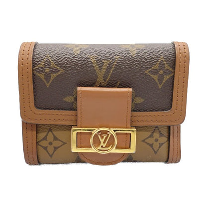 LOUIS VUITTON Coin case M68725 PVC, leather Brown camel Portefeuille Dauphine Monogram reverse compact Women Used Authentic