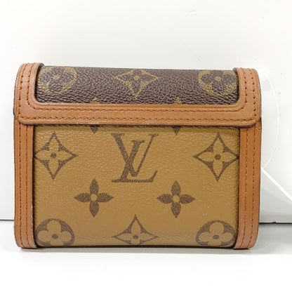 LOUIS VUITTON Coin case M68725 PVC, leather Brown camel Portefeuille Dauphine Monogram reverse compact Women Used Authentic