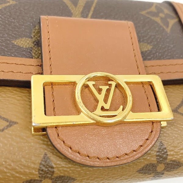 LOUIS VUITTON Coin case M68725 PVC, leather Brown camel Portefeuille Dauphine Monogram reverse compact Women Used Authentic