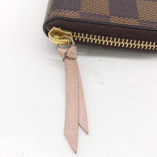 LOUIS VUITTON Long Wallet Purse N41626 Damier canvas Rose Valerie Portefeuille Clemence Damier Zip Around Women Used Authentic