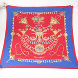 HERMES scarf Pleated scarf Pleated curry Jewelry pattern silk Blue x red Women Used Authentic
