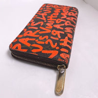 LOUIS VUITTON Long Wallet Purse Zip Around Monogram graffiti Zippy wallet leather M93711 Brown x orange mens Used Authentic