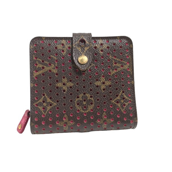 LOUIS VUITTON Bifold Wallet M95188 Monogram Perfo Fuchsia Zip Around Monogram Perfo Two fold wallet Women Used Authentic