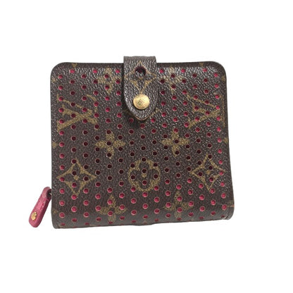 LOUIS VUITTON Bifold Wallet M95188 Monogram Perfo Fuchsia Zip Around Monogram Perfo Two fold wallet Women Used Authentic