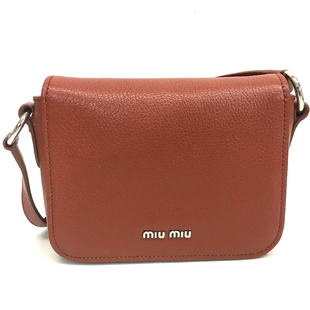 MIUMIU Shoulder Bag 5BH644 leather Brown Madras Women Used Authentic