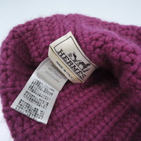 HERMES Knit cap wool pink(Unisex) Used Authentic