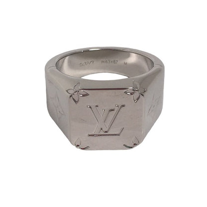 LOUIS VUITTON Ring M62487 Stainless Steel Stainless Steel Silver ring Monogram signet ring mens M Used Authentic