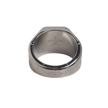 LOUIS VUITTON Ring M62487 Stainless Steel Stainless Steel Silver ring Monogram signet ring mens M Used Authentic