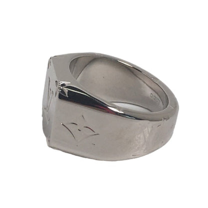 LOUIS VUITTON Ring M62487 Stainless Steel Stainless Steel Silver ring Monogram signet ring mens M Used Authentic