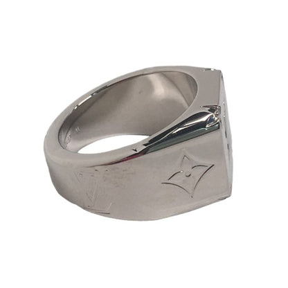 LOUIS VUITTON Ring M62487 Stainless Steel Stainless Steel Silver ring Monogram signet ring mens M Used Authentic