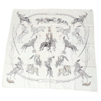 HERMES scarf scarf Calle 90 100% silk white(Unisex) Used Authentic