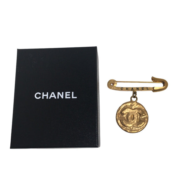 CHANEL Brooch COCO Mark Pin Brooch antique Gold Plated gold Women Used Authentic