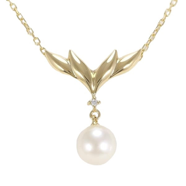 MIKIMOTO Necklace PendantNecklace Pearl 18K K18 yellow gold, diamond, pearl gold Women Used Authentic