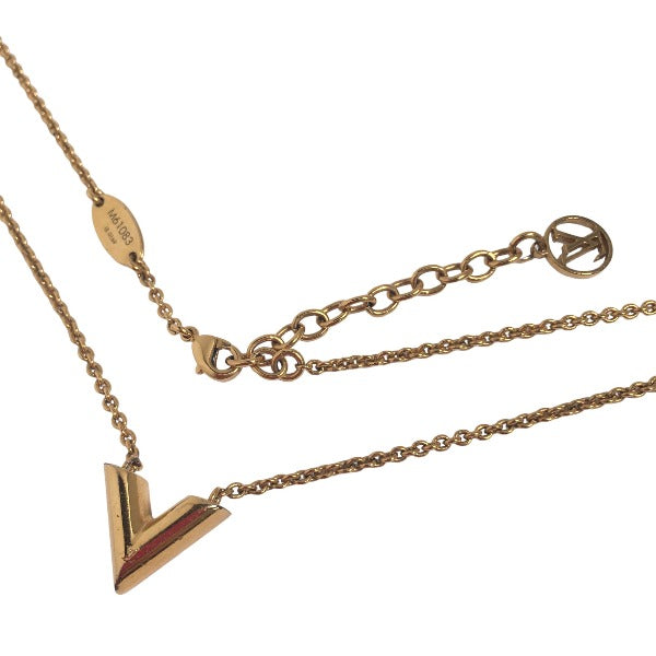 LOUIS VUITTON Necklace M61083 Gold Plated gold Necklace Essential V Women Used Authentic