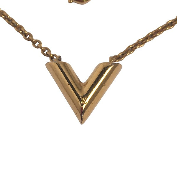 LOUIS VUITTON Necklace M61083 Gold Plated gold Necklace Essential V Women Used Authentic